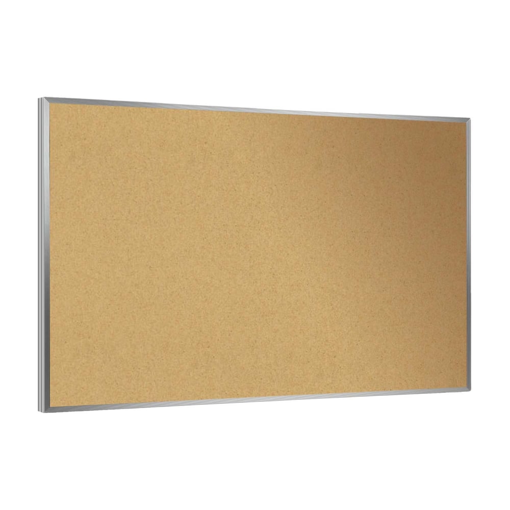 Ghent 3-Door Enclosed Cork Bulletin Board With Concealed Lighting, Natural, 36in x 72in, Satin Aluminum Frame
