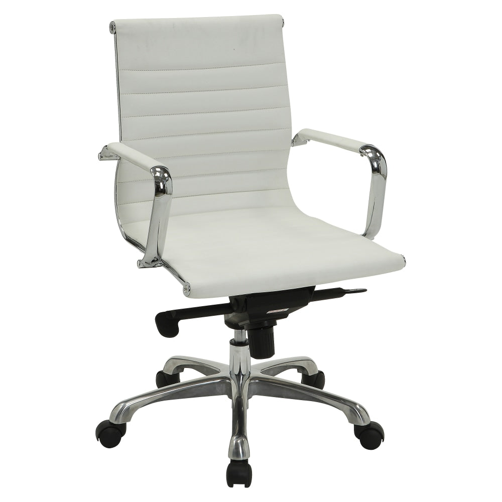 Lorell Modern Bonded Leather Mid-Back Chair, White