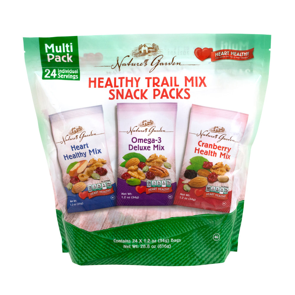 Natures Garden Healthy Trail Mix Snack Packs, 1.2 oz, 24 Count