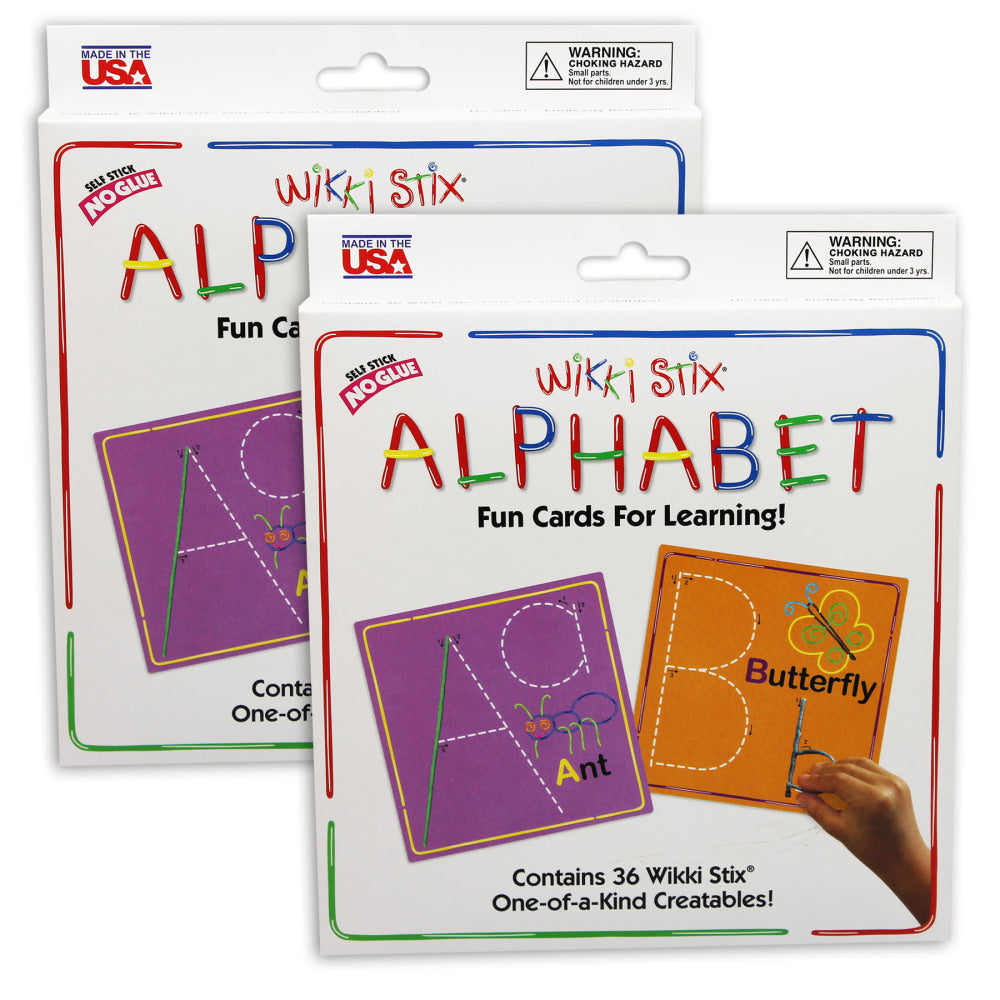 Wikki Stix Alphabet Cards Set, 7-7/16in x 7-7/16in, Pack Of 2 Sets