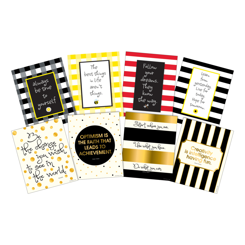 Barker Creek Art Prints, 8in x 10in, Gold/Buffalo Plaid, Set Of 8 Prints