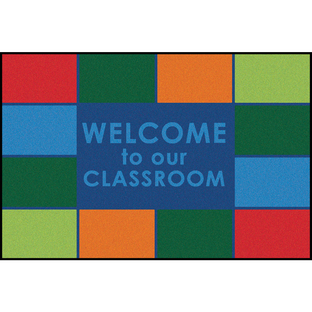 Carpets for Kids KID$Value Rugs Classroom Welcome Activity Rug, 4ft x 6ft , Blue
