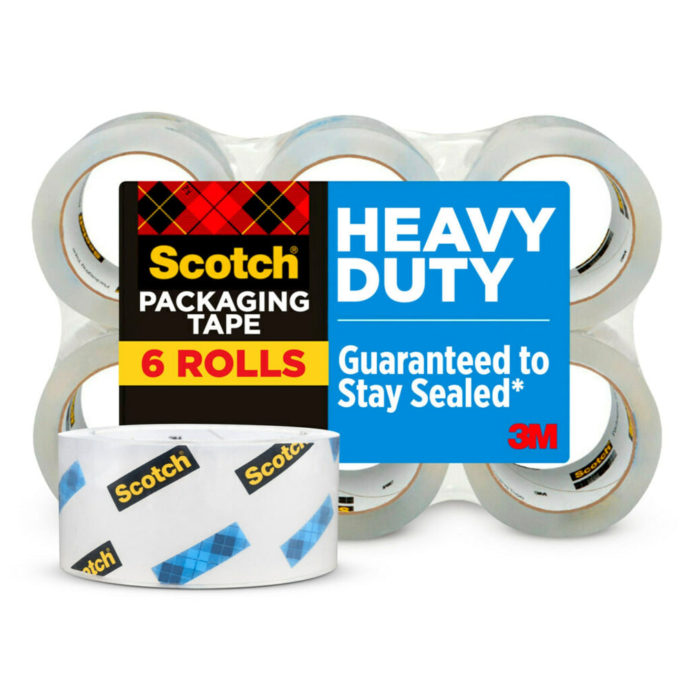 Scotch Heavy-Duty Shipping Packing Tape, 1-7/8in x 54.6 Yd., Clear, Pack Of 6 Rolls