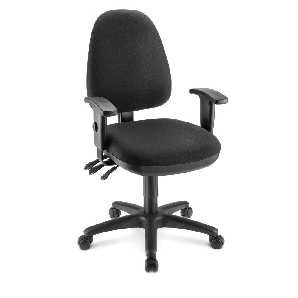 WorkPro Patriot Multifunction Ergonomic Fabric Task Chair, Black, BIFMA Compliant