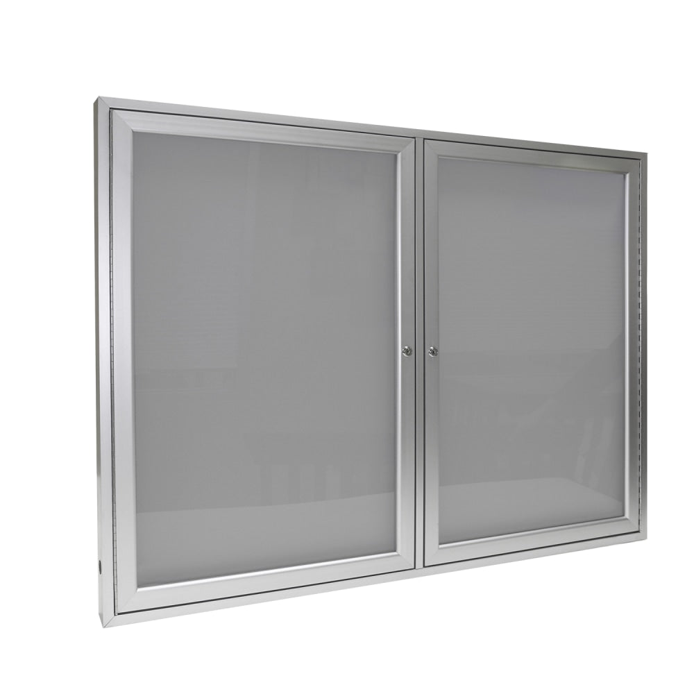 Ghent Enclosed Vinyl Bulletin Board, 36in x 60in, Silver, Satin Aluminum Frame