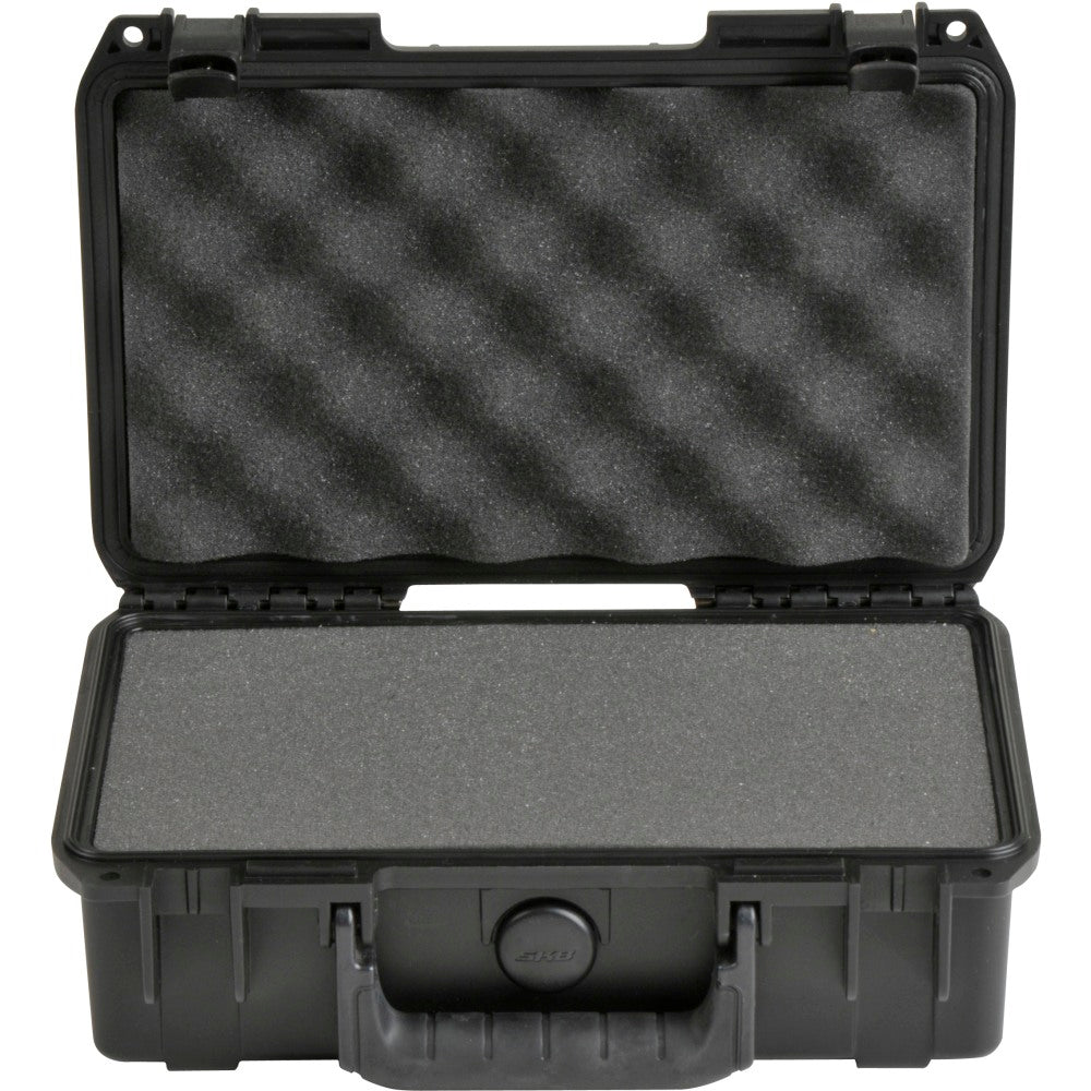 SKB Cases iSeries Injection-Molded Mil-Standard Waterproof Case With Cubed Foam And Cushion Grip Handle, 10-3/4inH x 6-1/8inW x 3-1/4inD, Black