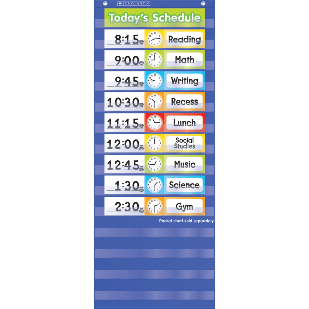 Scholastic Teacher Resources Pocket Chart, Schedule Cards Add-On, 10 3/4in x 2in, Multicolor, Kindergarten to Grade 5