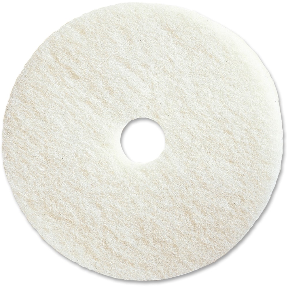 Genuine Joe Polishing Floor Pad - 20in Diameter - 5/Carton x 20in Diameter x 1in Thickness - Polishing, Floor - 175 rpm to 350 rpm Speed Supported - Resilient, Flexible, Dirt Remover, Soft, Non-abrasive, Long Lasting - Fiber, Resin - White