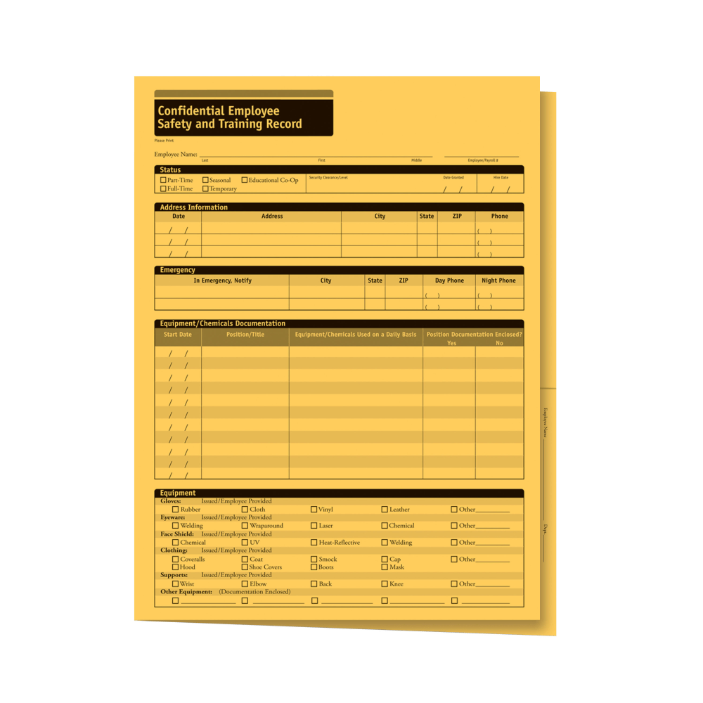 ComplyRight Confidential Employee Safety And Training Record Folders, 9-1/2in x 11-3/4in, Pack Of 25