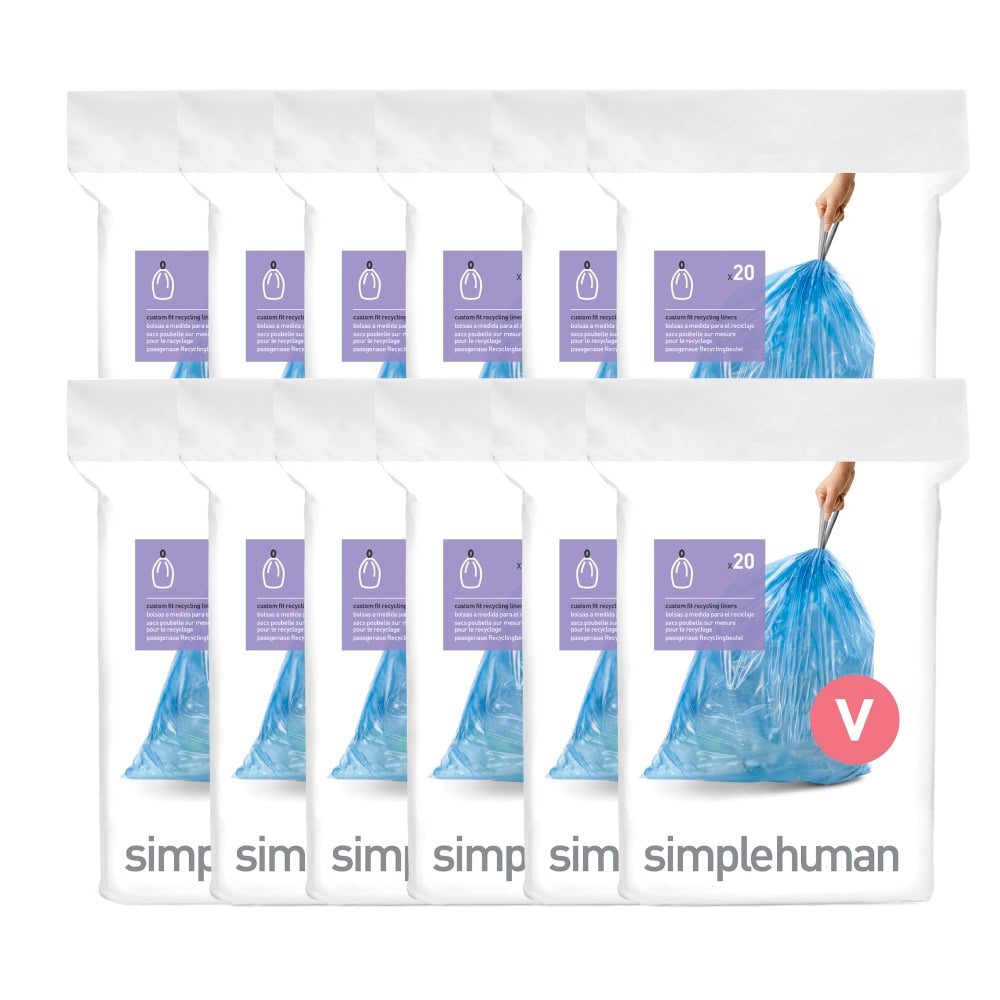simplehuman Custom-Fit 0.03-mil Can Liners, 4.2 - 4.8 Gallons, Blue, Pack Of 240