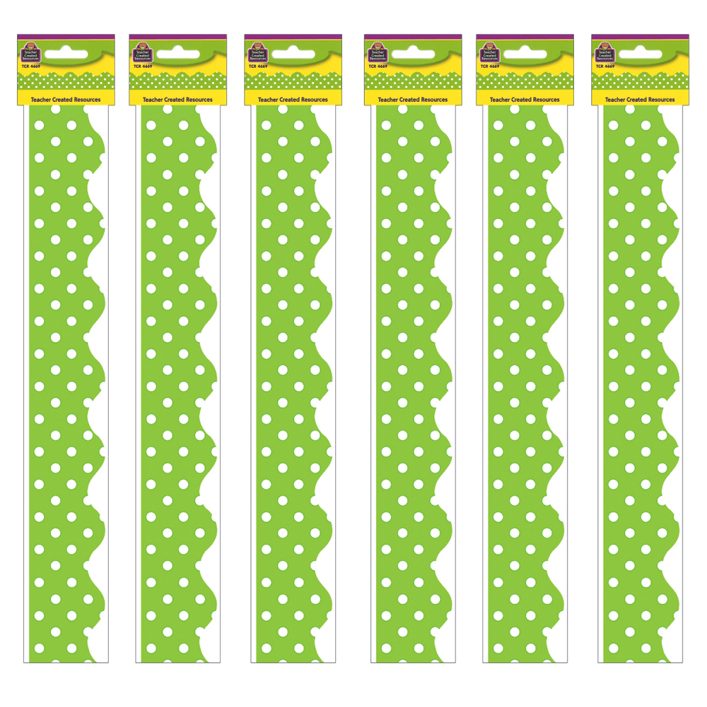 Teacher Created Resources Border Trim, Lime Mini Polka Dots, 35ft Per Pack, Set Of 6 Packs