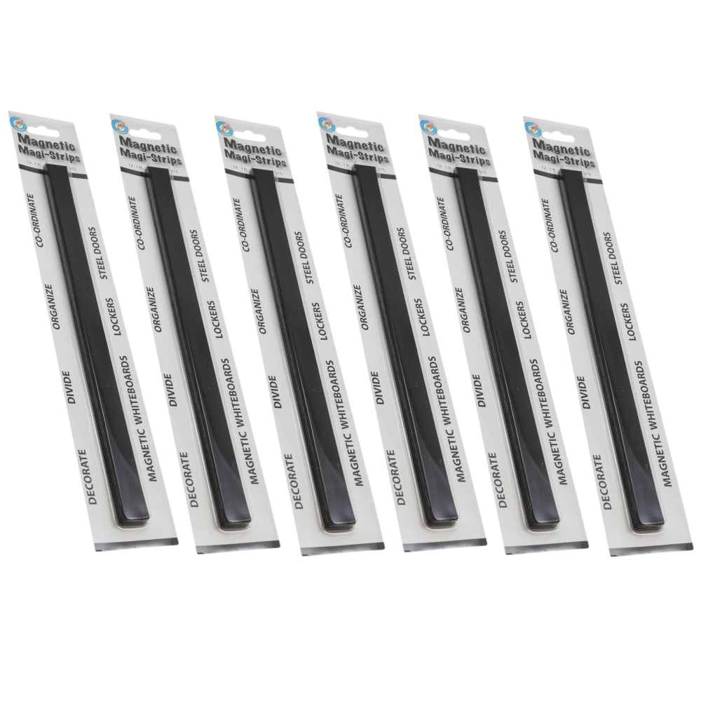 Ashley Productions Magnetic Magi-Strips, 3/4in x 12', Black, 12 Strips Per Pack, Set Of 6 Packs