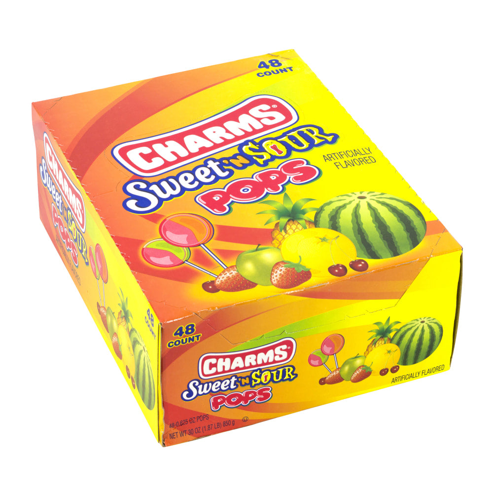 Charms Lollipops, Sweet And Sour Flat Pop, Pack Of 48