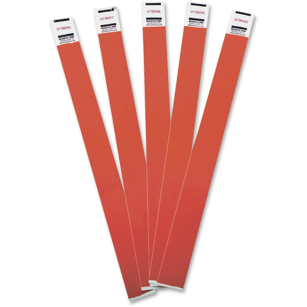 Advantus Tyvek Wristbands, AVT75441, 3/4inW x 10inL, Rectangle, Red, Tyvek, Pack Of 100
