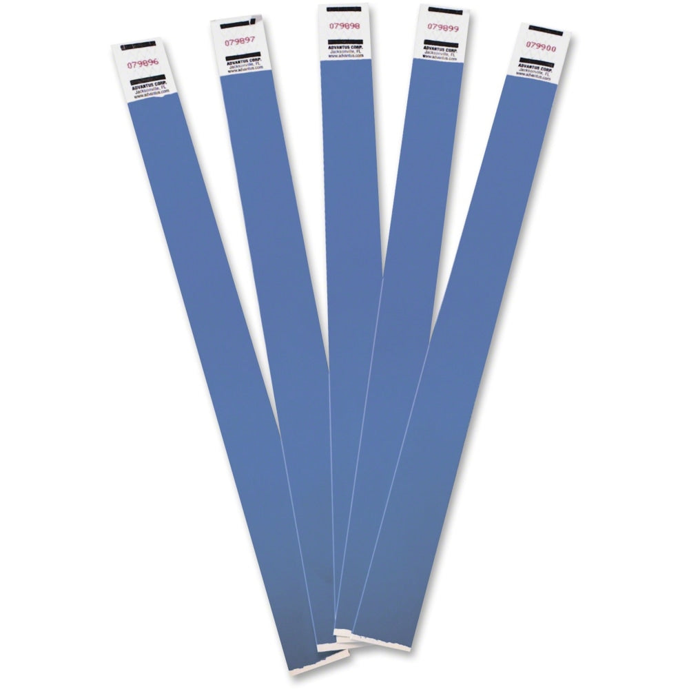 Advantus Tyvek Wristbands, AVT75442, 3/4inW x 10inL, Rectangle, Blue, Tyvek, Pack Of 100