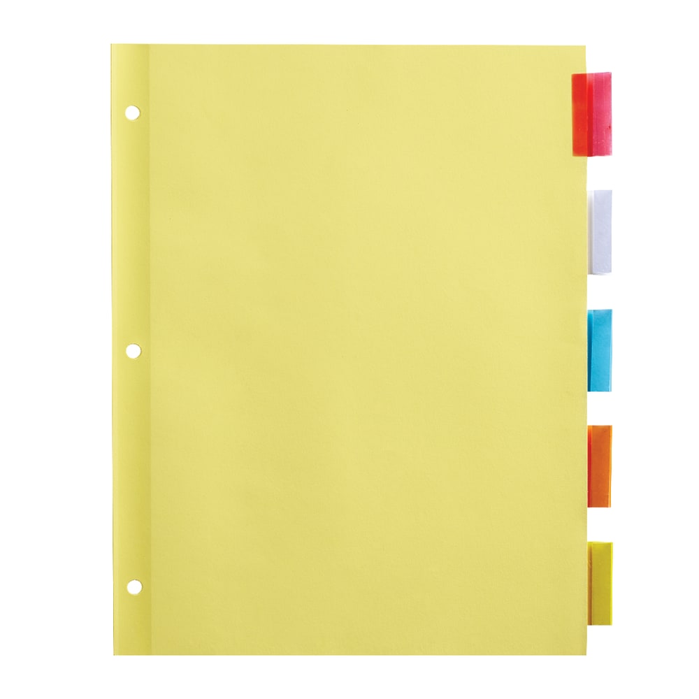 Office Depot Brand Insertable Dividers With Tabs, 8 1/2in x 11in, Multicolor, 5-Tab, Pack Of 6 Sets