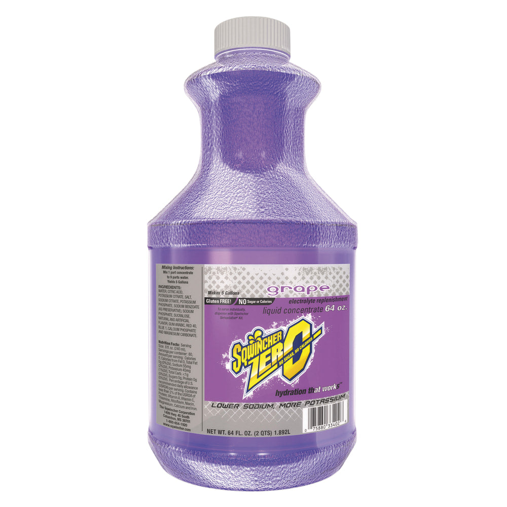 Sqwincher Lite Liquid Concentrate, Grape, 64 Oz, Case Of 6