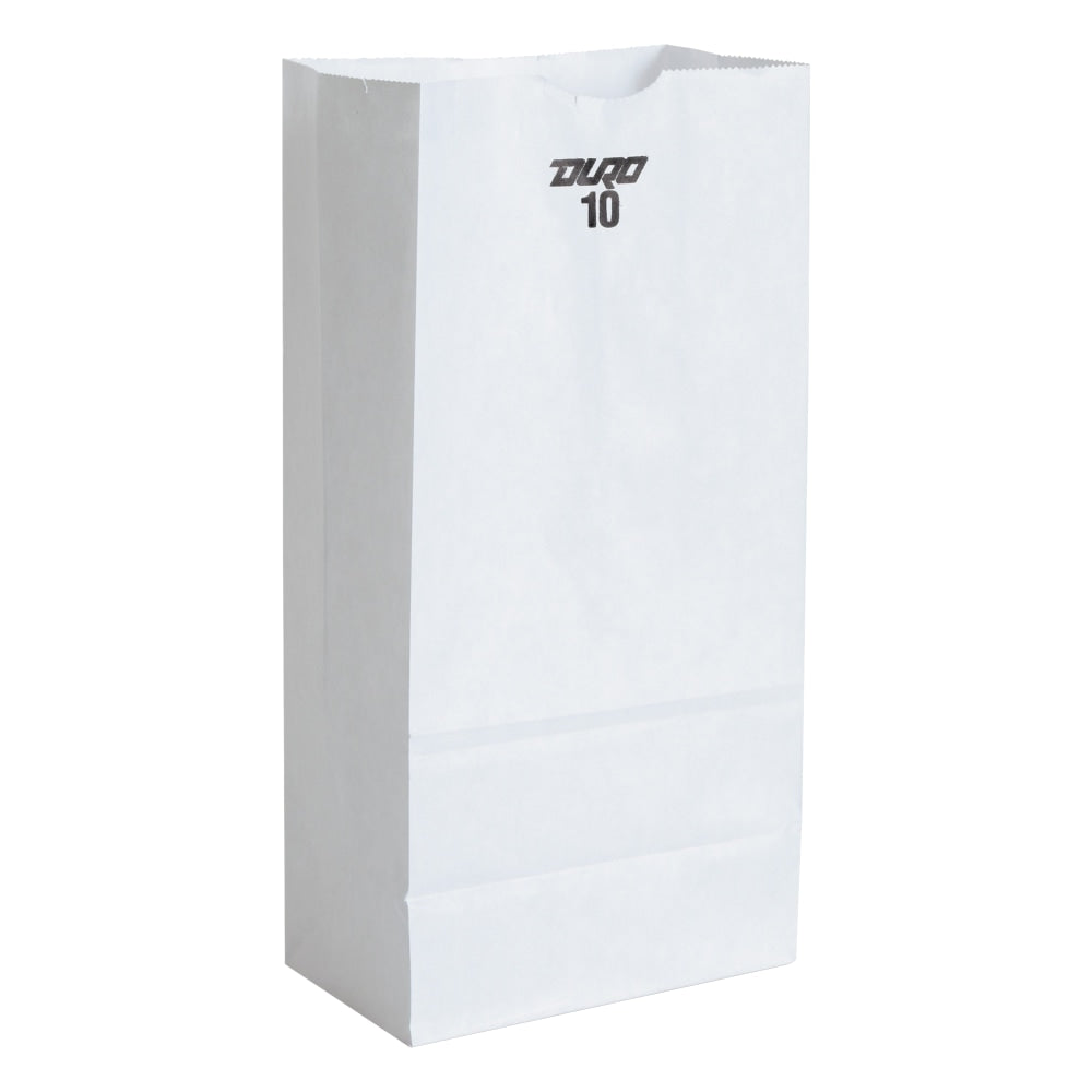 General Paper Grocery Bags, #10, 13 3/8inH x 6 5/16inW 4 3/16inD, White, Pack Of 500 Bags