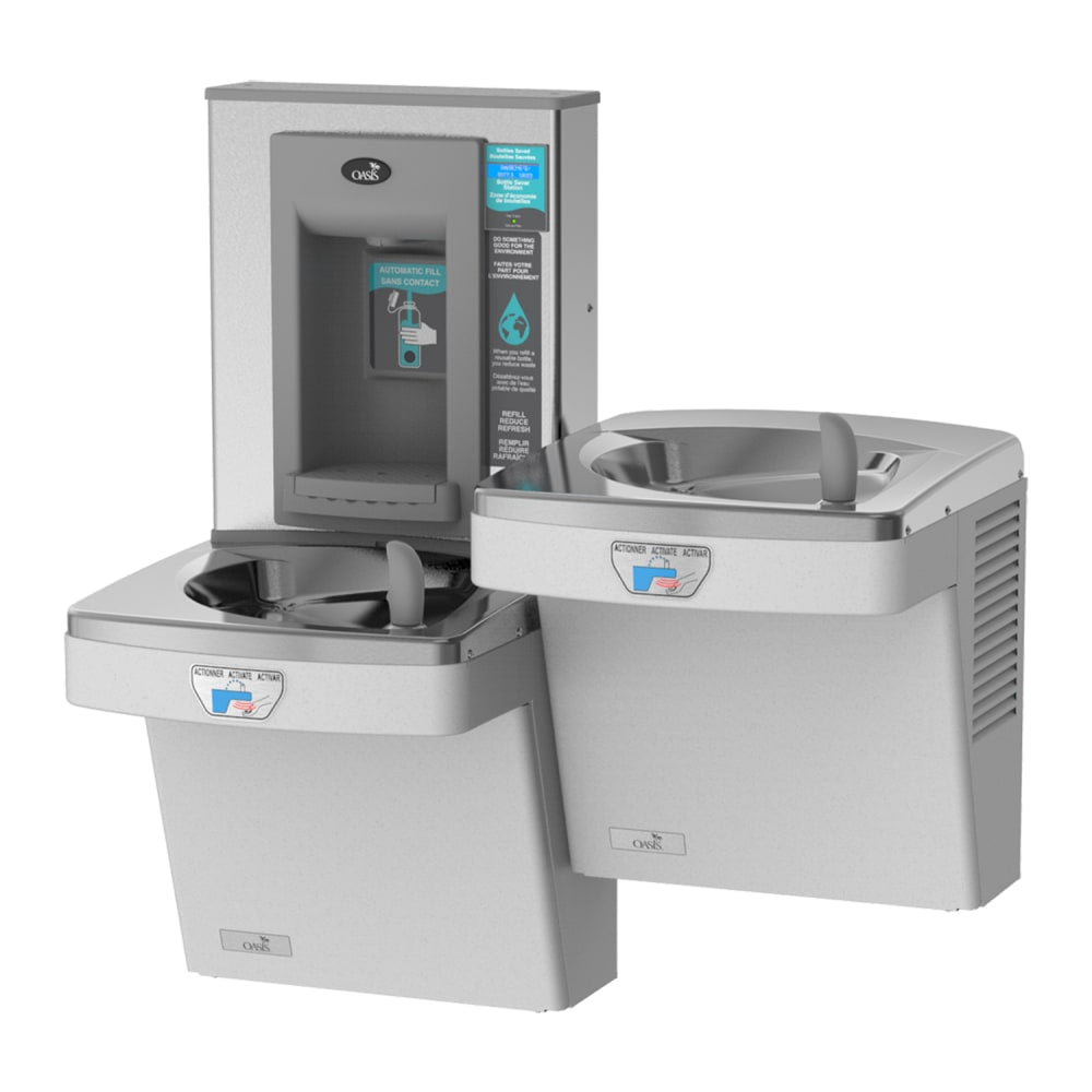 Oasis Bottle Filler, 8 Gallon, 34inH x 42inW x 21inD, Graystone