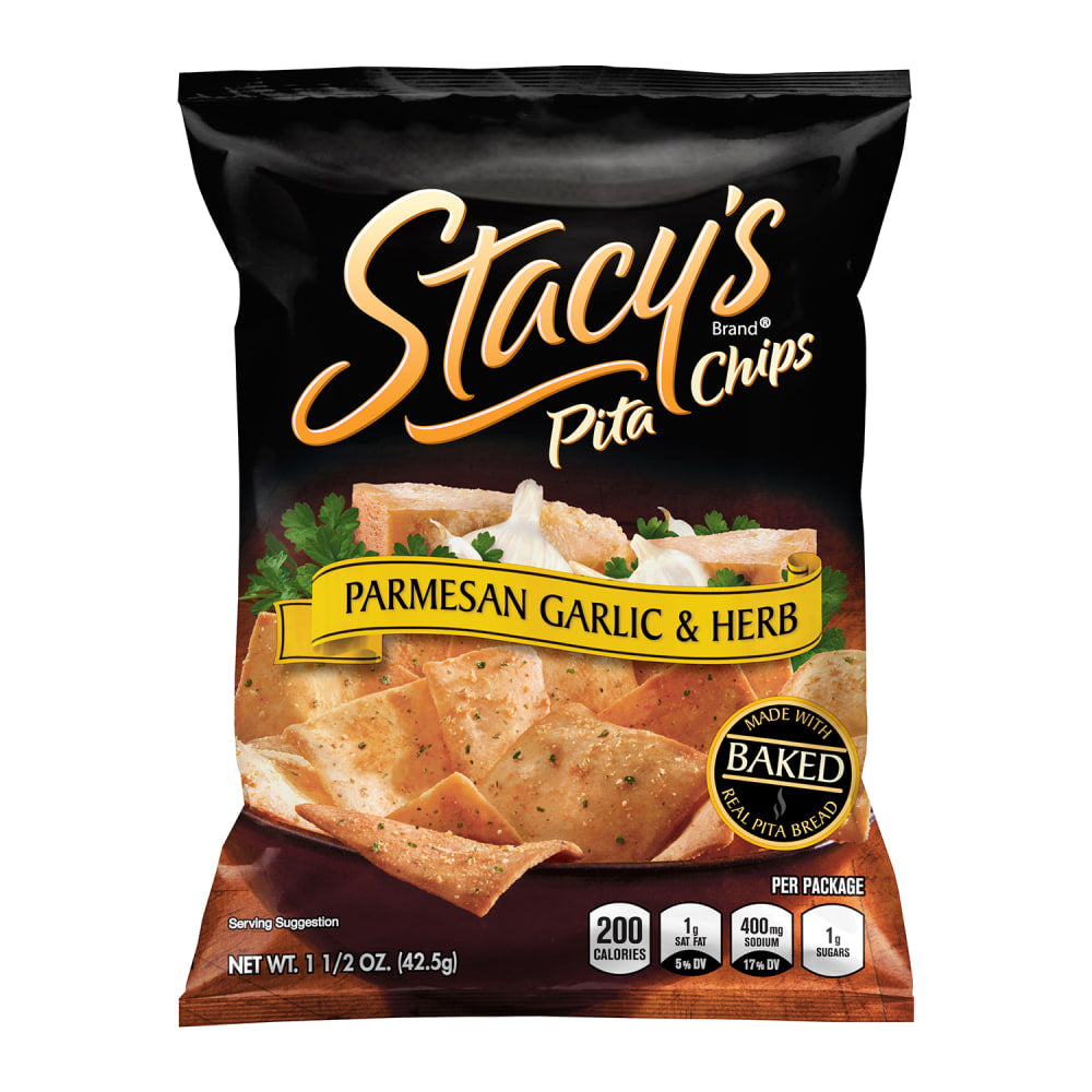 Stacys Parmesan Garlic & Herb Pita Chips, 1.5 Oz, Pack Of 24