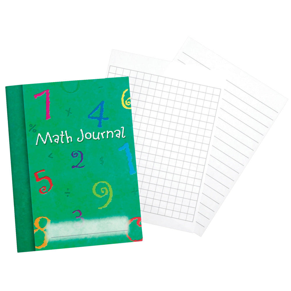 Learning Resources Math Journals, 7in x 9in, 32 Sheets (16 Pages), Assorted Colors, Pack Of 10
