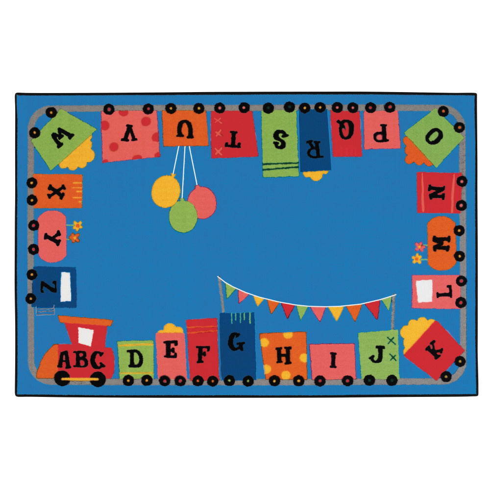 Carpets for Kids KID$Value Rugs Alphabet Fun Train Activity Rug, 4ft x 6ft , Blue