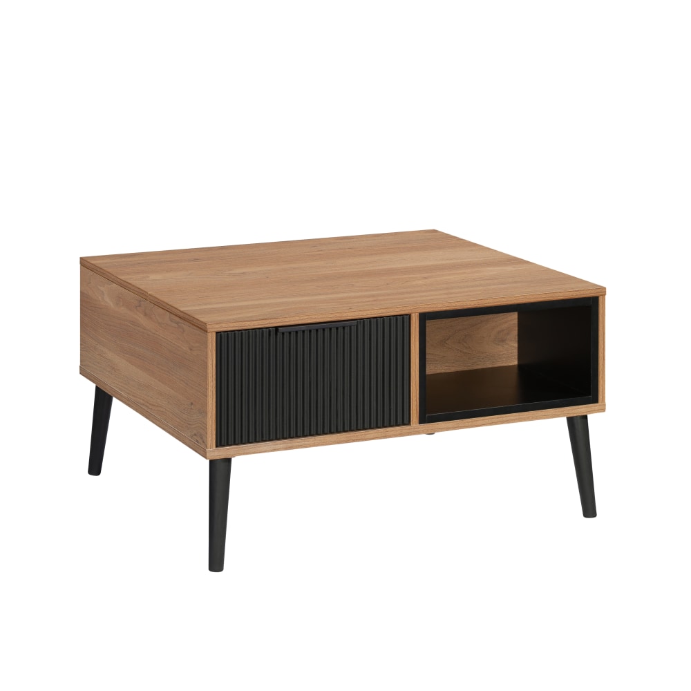 Sauder Ambleside Modern Lift-Top Multi-Purpose Workspace Coffee Table, 17inH x 31-1/2inW x 21-7/8inD, Serene Walnut/Black