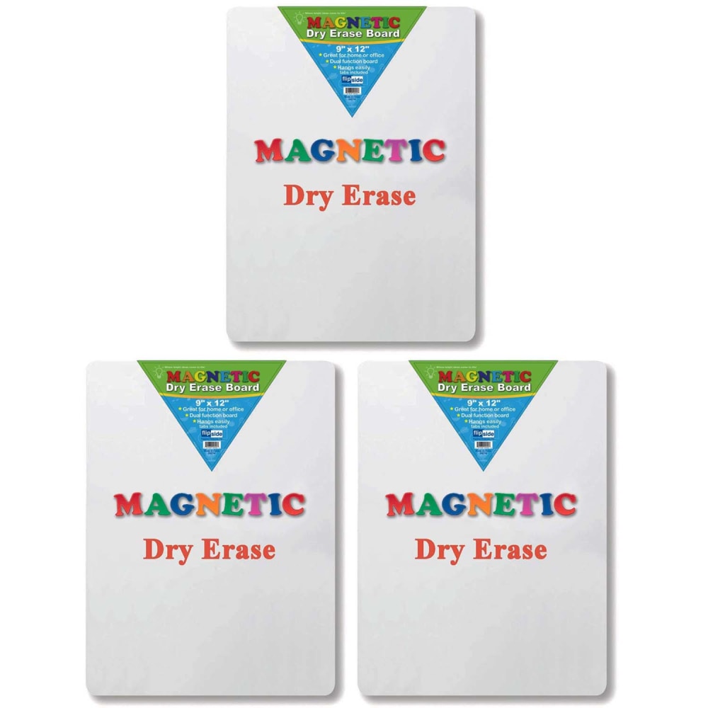 Flipside Magnetic Dry-Erase Boards, 12in x 9in, White, Pack Of 3 Boards