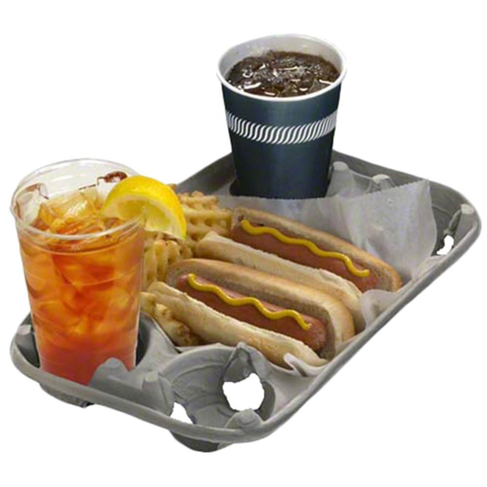 Pactiv 4-Cup Universal Carryout Trays, 8in x 13in, Natural, Pack Of 210 Trays