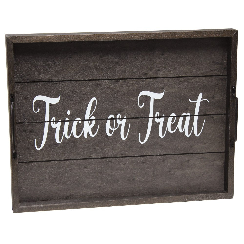 Elegant Designs Decorative Serving Tray, 2-1/4inH x 12inW x 15-1/2inD, Black Wash Trick Or Treat