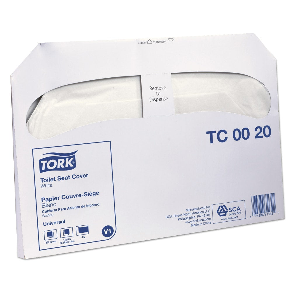Tork Toilet Seat Covers, 14 1/2in x 17in, White, Carton Of 20
