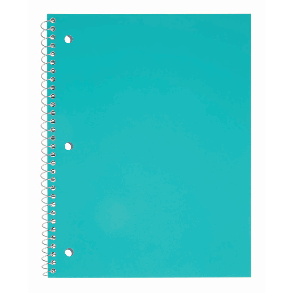 Just Basics Poly Spiral Notebook, 8in x 10-1/2in, 1 Subject, College Ruled, 70 Sheets, Teal