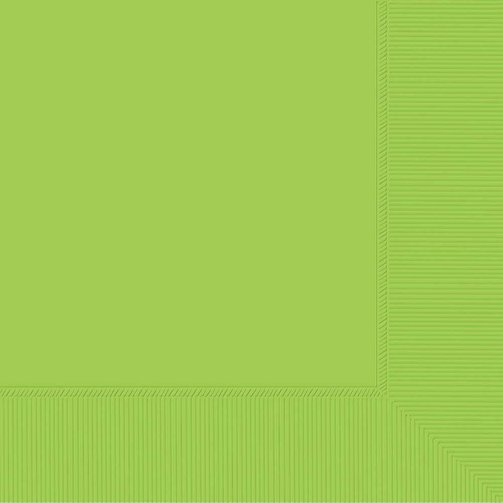 Amscan Lunch Napkins, 6-1/2in x 6-1/2in, Kiwi Green, 100 Napkins Per Pack, Case Of 4 Packs