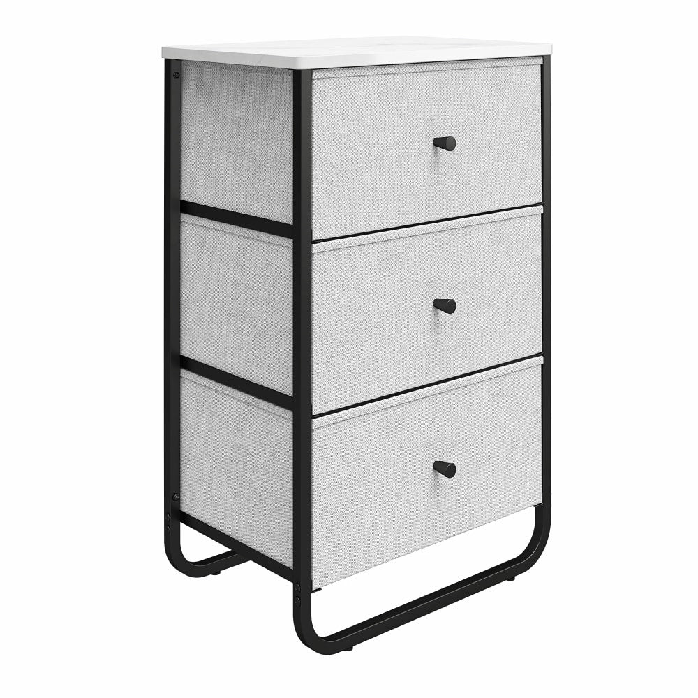 Ameriwood Home Kimble Fabric Storage Organizer Bins, 30inH x 17-3/4inW x 11-3/4inD, White, Set Of 3 Bins