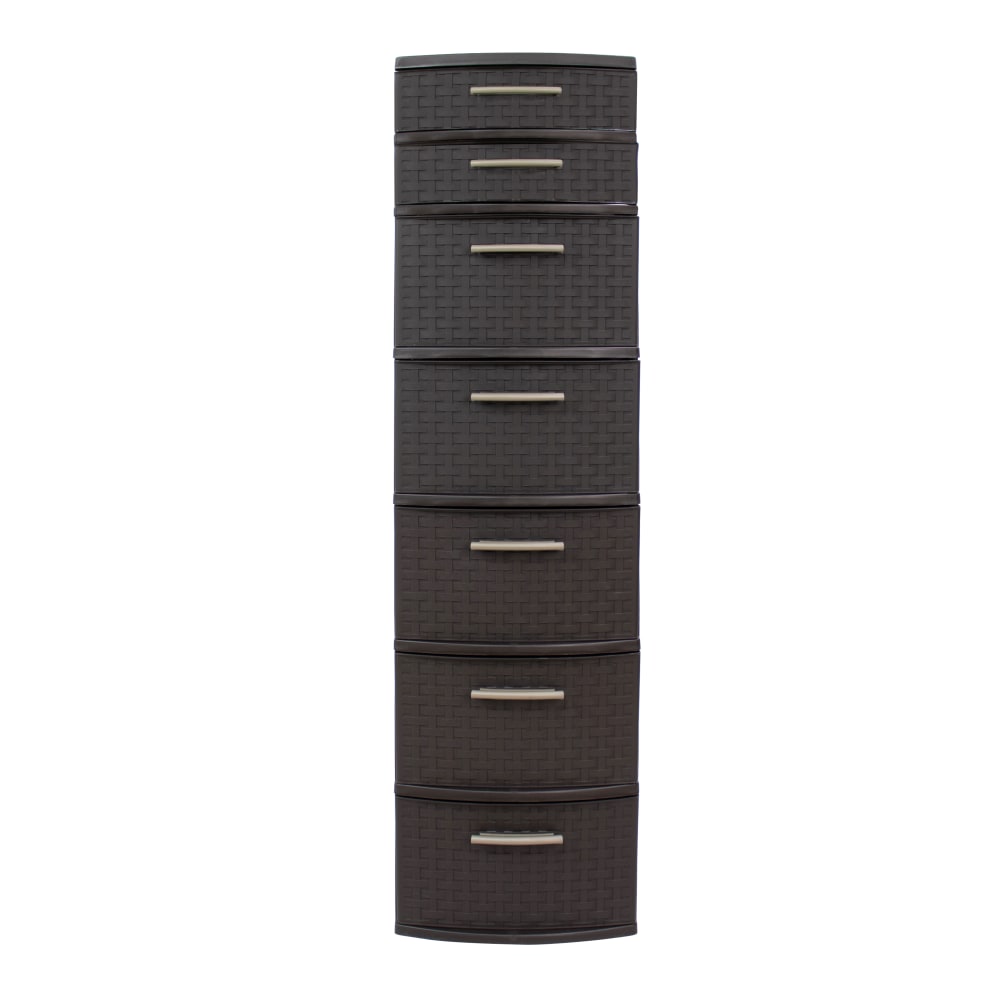 Inval 7-Drawer Tall Storage Cabinet, 47-1/4in x 12-1/2in, Espresso