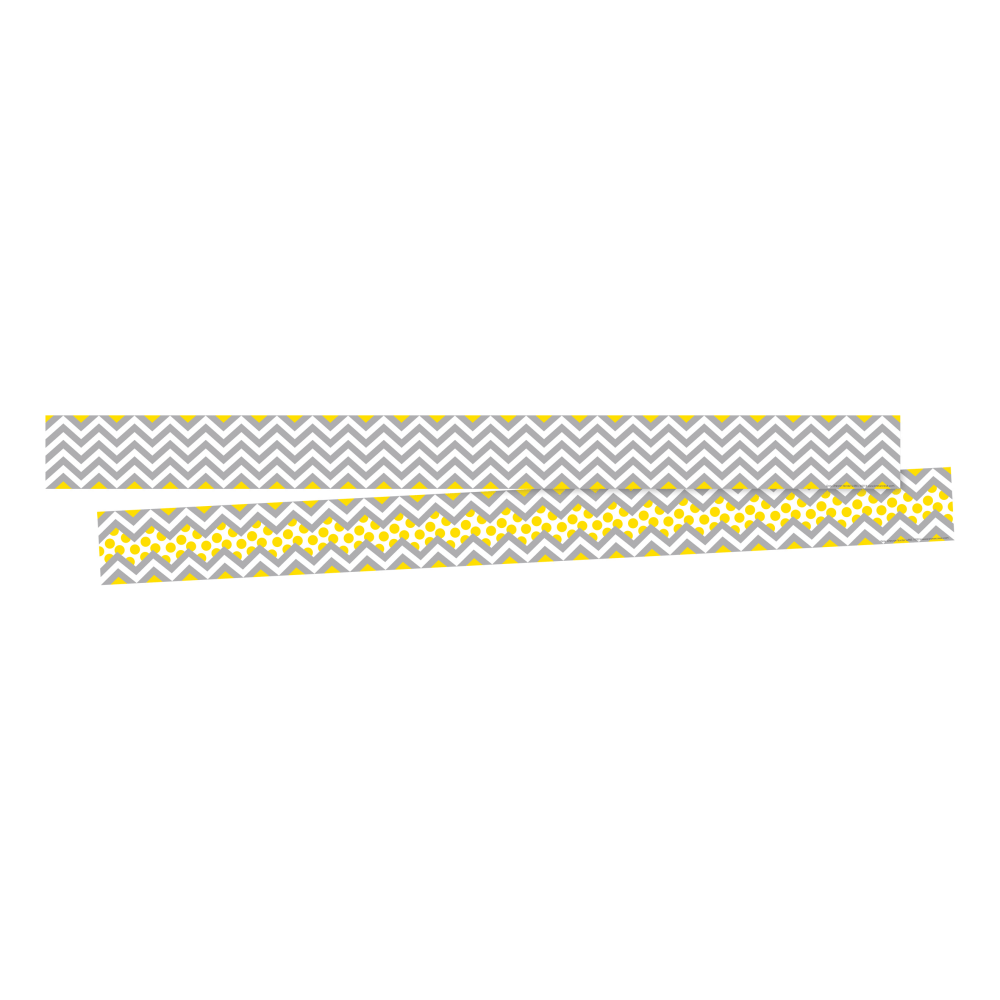 Barker Creek Double-Sided Border Strips, 3in x 35in, Chevron Gray/Yellow, Set Of 24