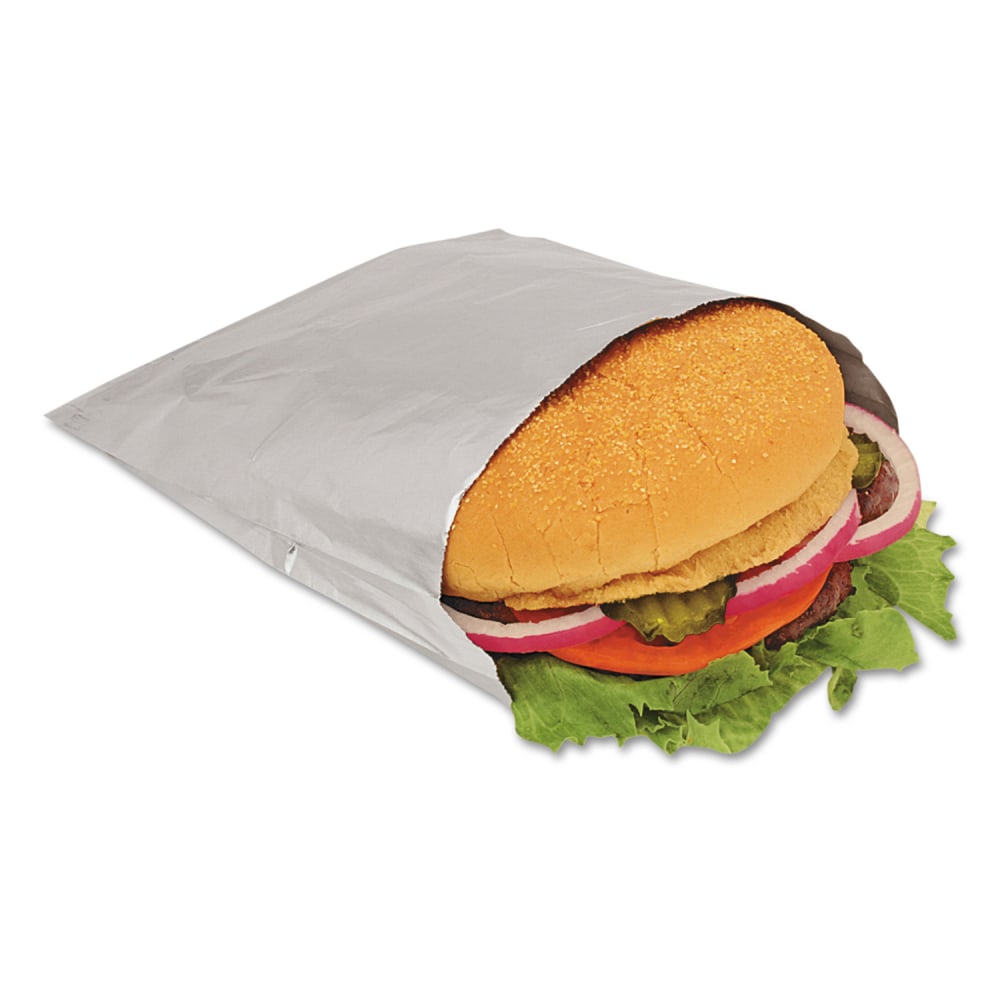 Bagcraft Foil Sandwich Bags, 6 1/2in x 6 3/4in, Silver, Carton Of 1,000 Bags