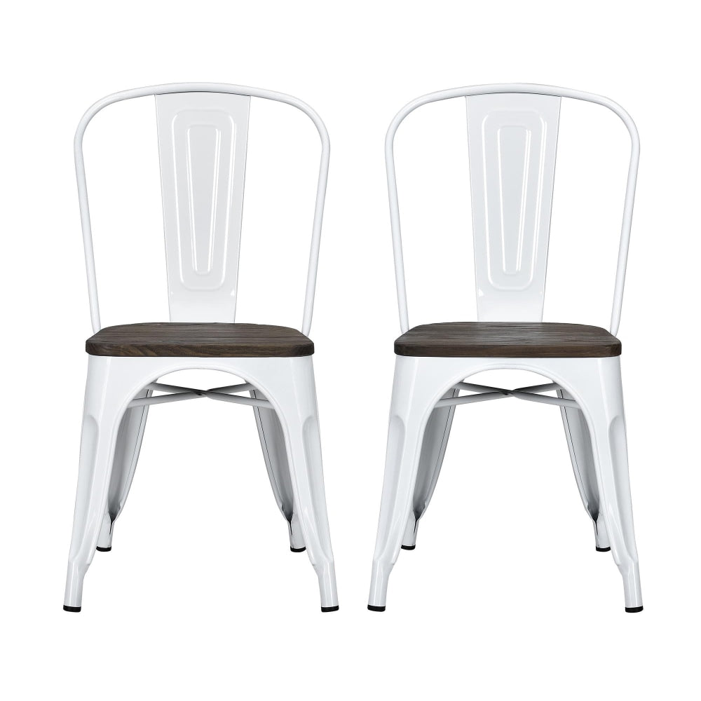 DHP Fusion Dining Chairs, Brown/White, Set Of 2