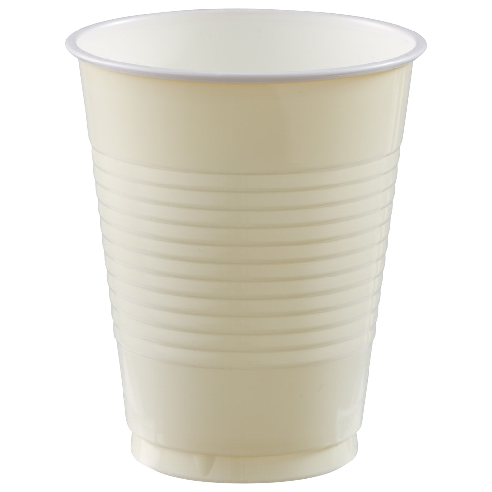 Amscan Plastic Cups, 18 Oz, Vanilla Creme, Set Of 150 Cups
