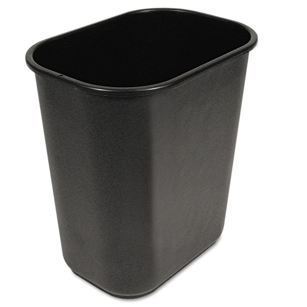 Boardwalk Soft-Sided Rectangular Prism Plastic Wastebasket, 28 Qt, 15inH x 11inW x 14 3/8inD, Black