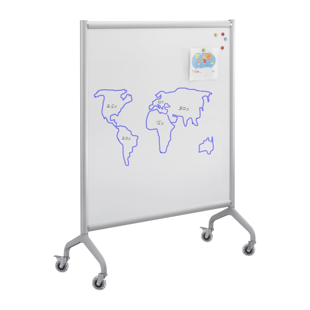 Safco Rumba Screen Dry-Erase Whiteboard, 54in x 42in, Aluminum Frame With Silver Finish