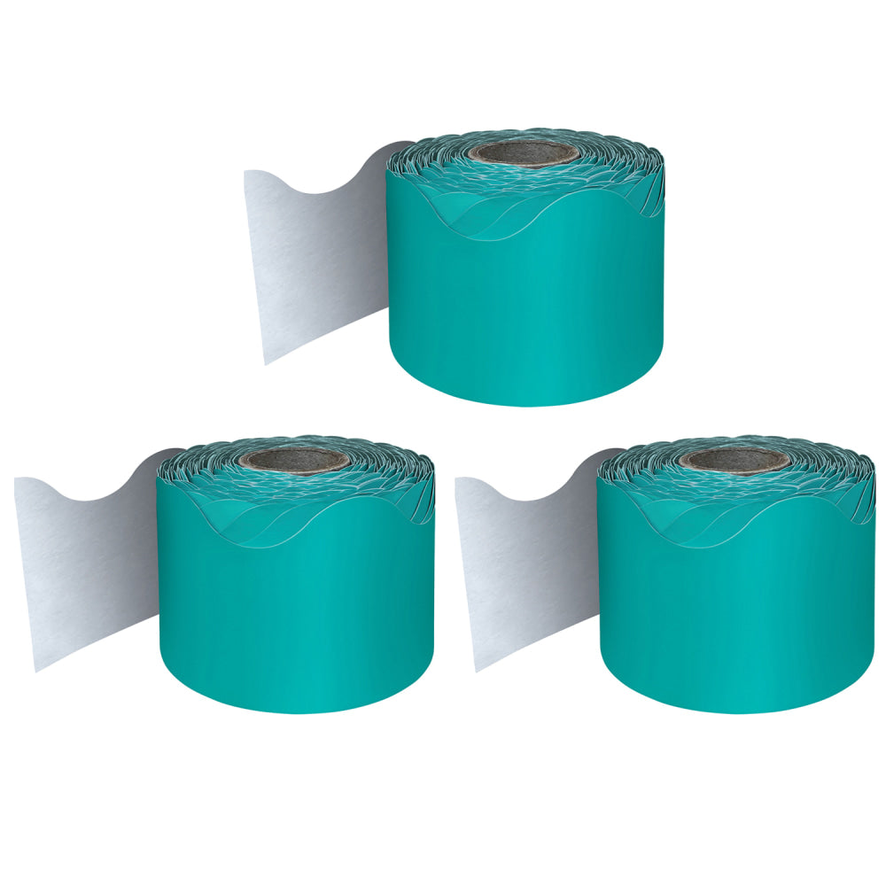 Carson Dellosa Education Rolled Scalloped Borders, Teal, 65ft Per Roll, Pack Of 3 Rolls
