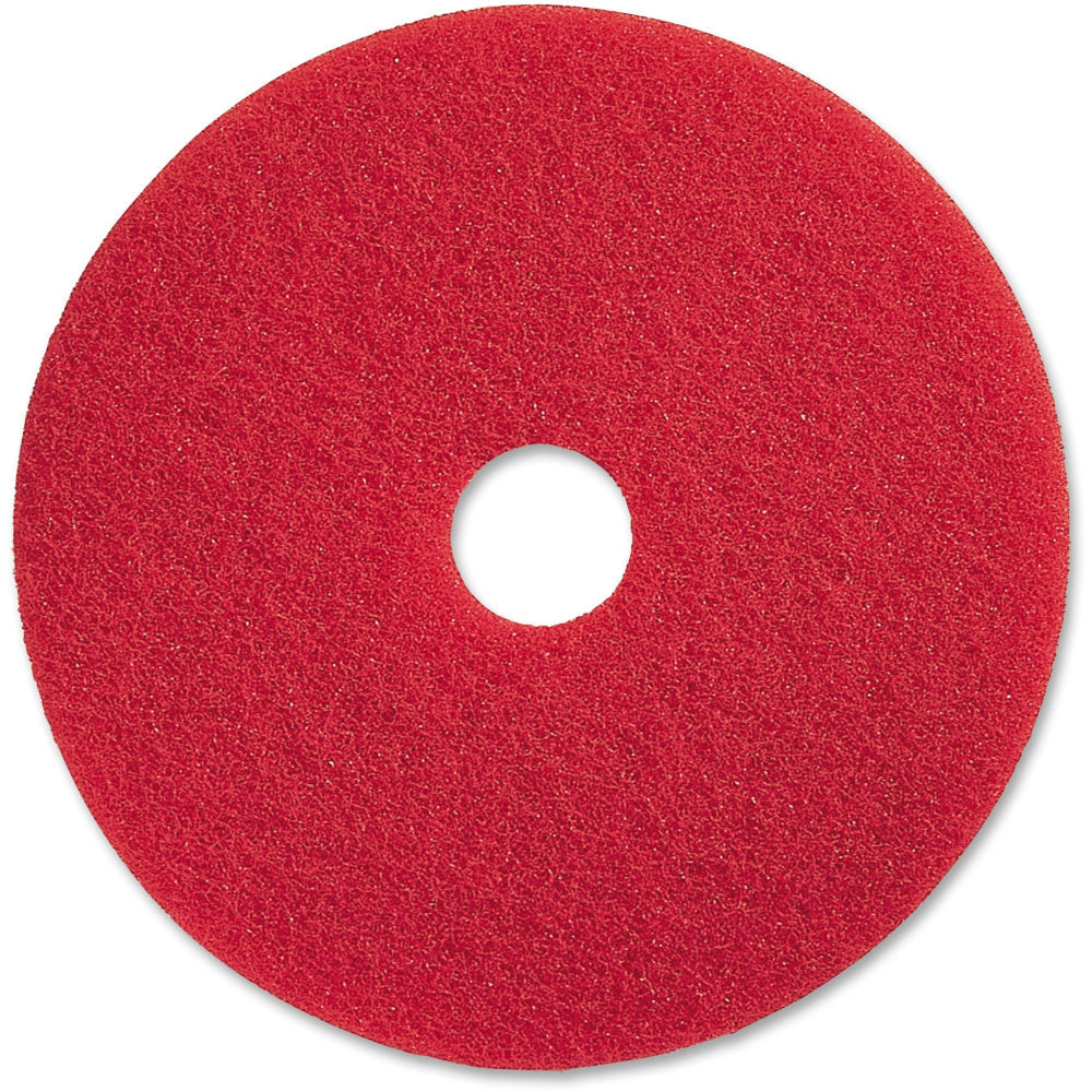 Genuine Joe Red Buffing Floor Pad - 20in Diameter - 5/Carton x 20in Diameter x 1in Thickness - Buffing, Scrubbing, Floor - 175 rpm to 350 rpm Speed Supported - Flexible, Resilient, Rotate, Dirt Remover - Fiber - Red