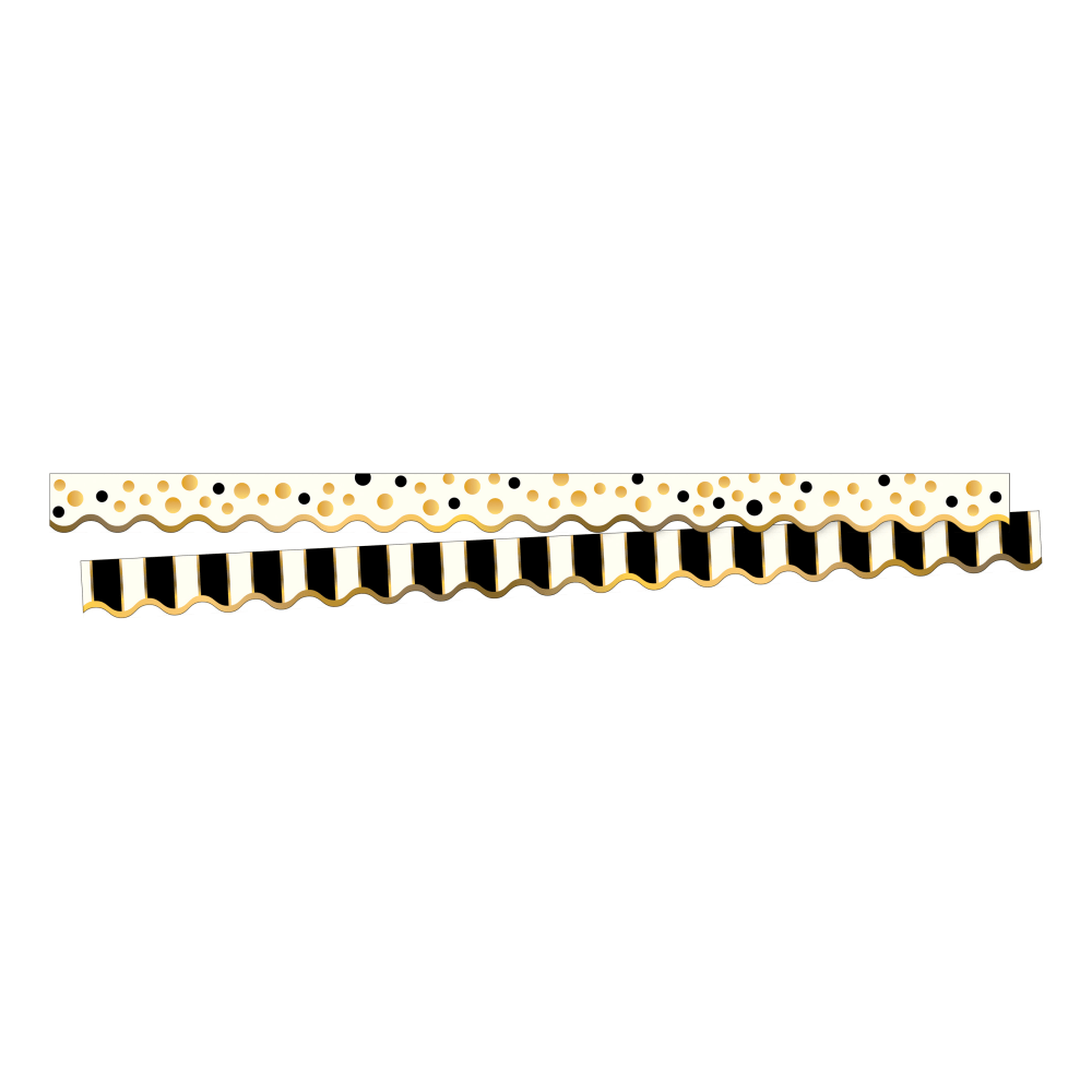 Barker Creek Scalloped-Edge Border Strips, 2 1/4in x 36in, Gold Bars, Pre-K To College, Pack Of 26