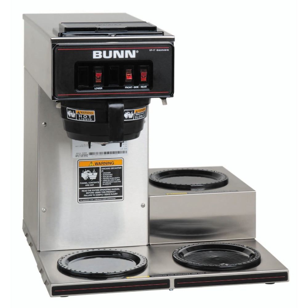 BUNN 12-Cup Low-Profile Pourover Coffee Brewer With 3 Warmers, Stainless Steel