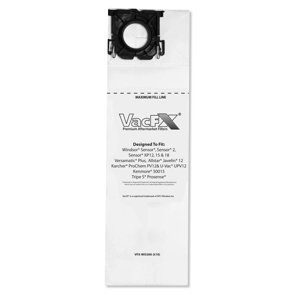 VacFX Windsor Sensor Vacuum Filter Bags, White, Pack of 100 Bags