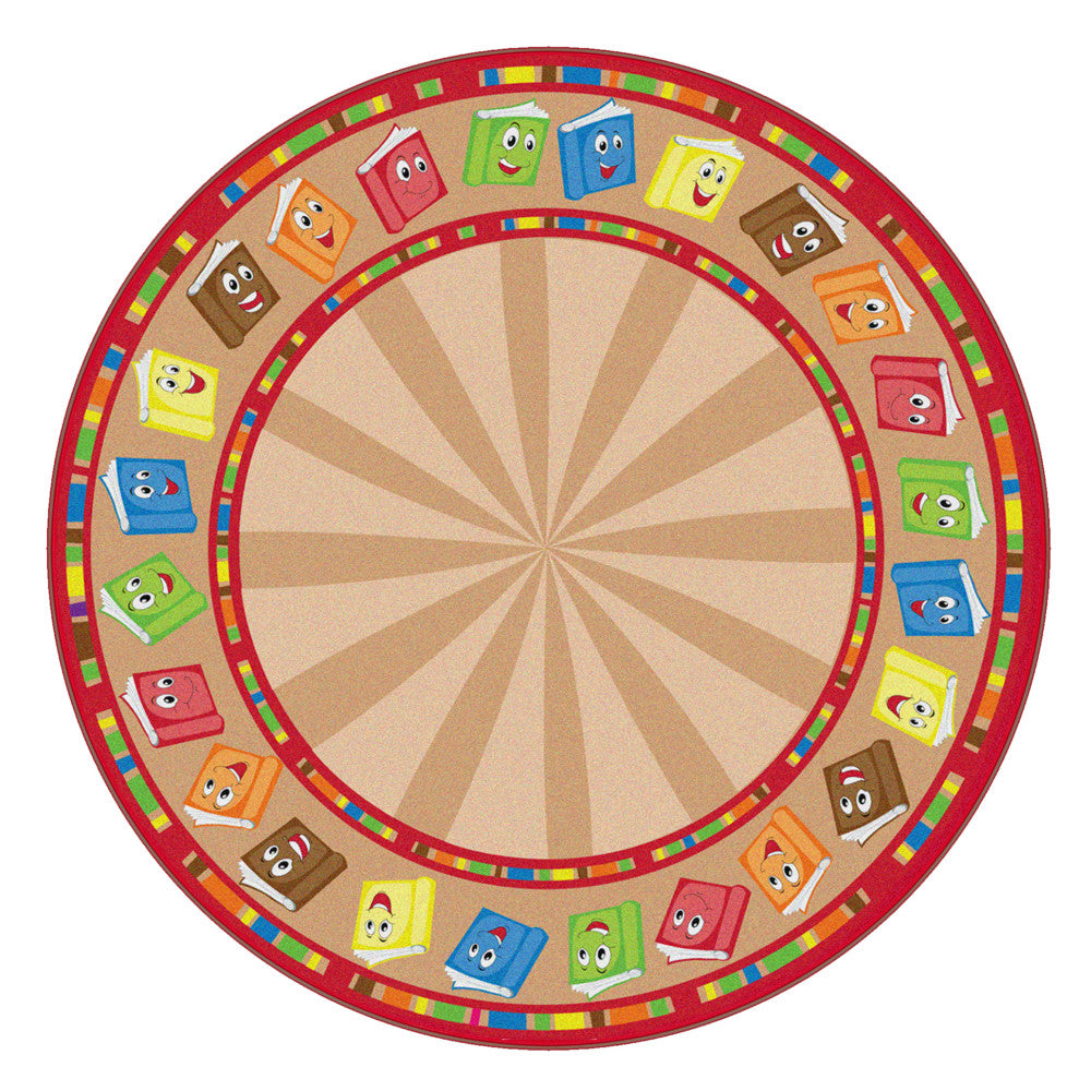 Flagship Carpets Circle Time Books Rug, Round, 12ft, Calm