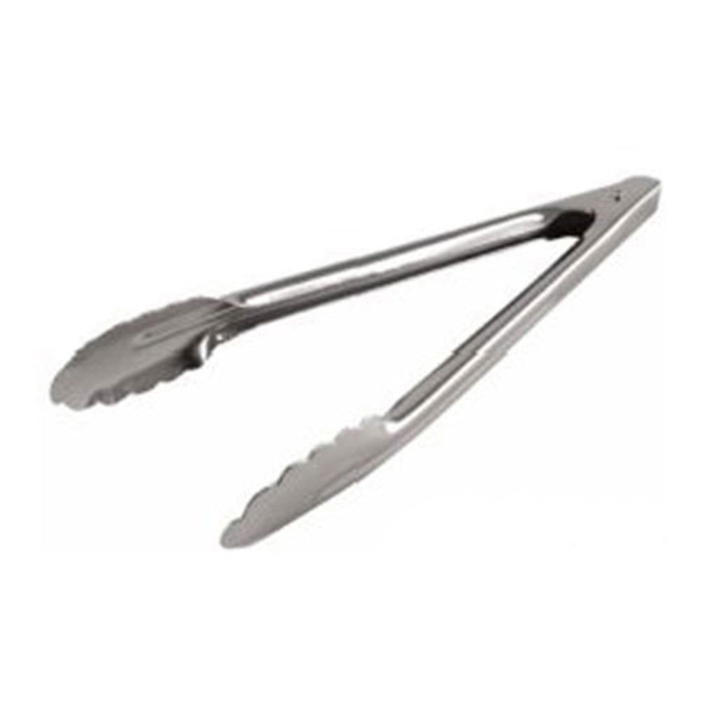 Admiral Craft Stainless-Steel Hinged Spring Tongs, 9 1/2in, Silver