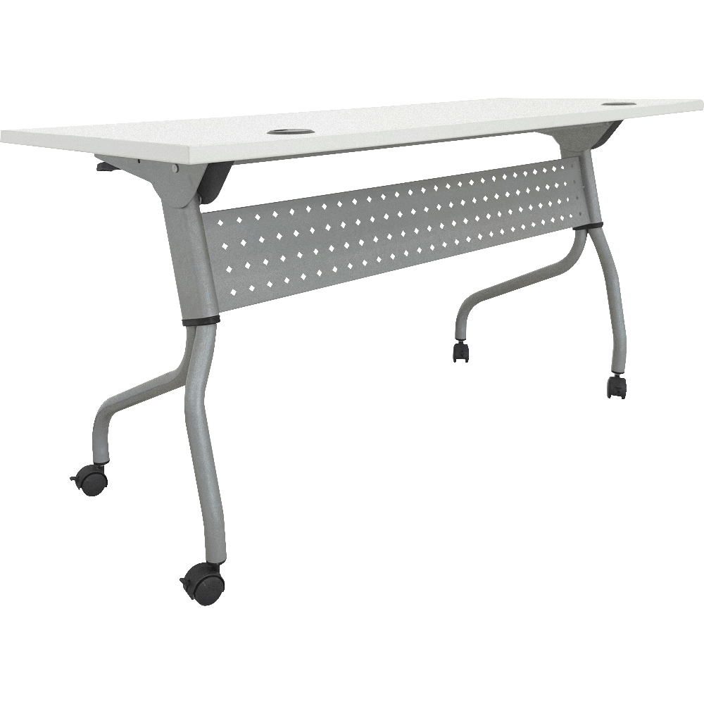 Lorell Preference Series 60inW Flip-Top Training Table, White/Silver