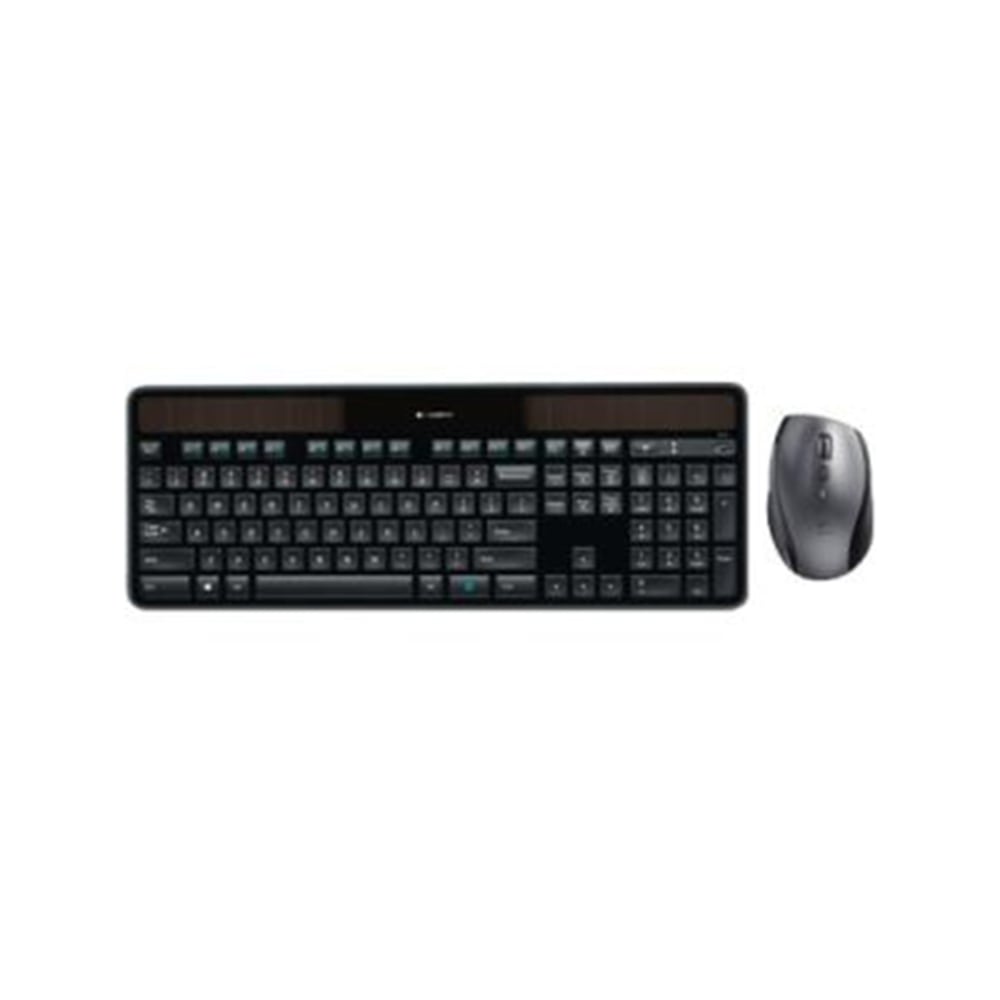 Logitech Wireless Keyboard & Mouse, Straight Compact Keyboard, Black, Right-Handed Laser Mouse, MK750